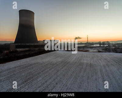 nuclear power plant sunset sunrise dawn Radiation of soil environment Stock Photo