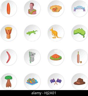 Australia travel icons set Stock Vector