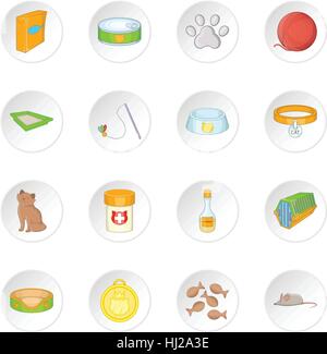 Cats accessories icons set Stock Vector
