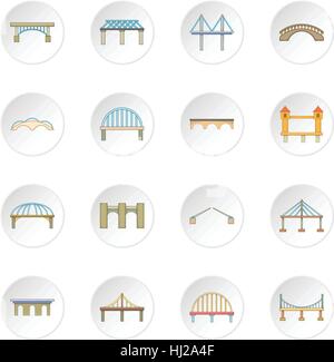 Bridge construction icons set Stock Vector