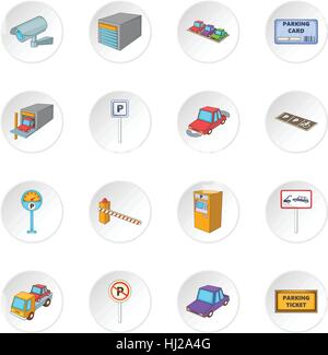 Parking items icons set Stock Vector