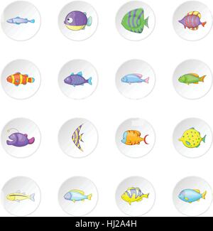 Cod fish icons set cartoon vector. Fresh raw edible cartoon fish ...
