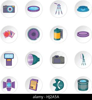 Photo studio icons set Stock Vector
