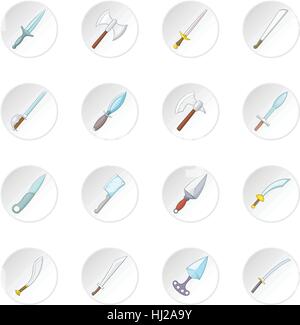 Steel arms icons set Stock Vector