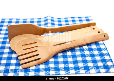 fork, wooden spoon, scraper, kitchenware, object, household, fork, napkin, Stock Photo