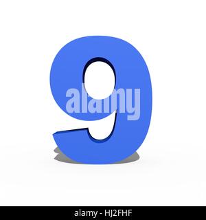 Numbers held by a hand isolated against a white background Stock Photo