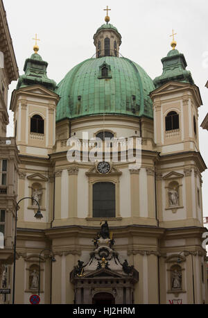 VIENNA, AUSTRIA - JANUARY 3 2016: Architectural close up of Peterskirche church in Vienna, along Graben street, at day time Stock Photo