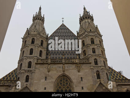 VIENNA, AUSTRIA - JANUARY 3 2016: Architectural view of the main entrance of Stephansdom Cathedral in Vienna, Austria Stock Photo