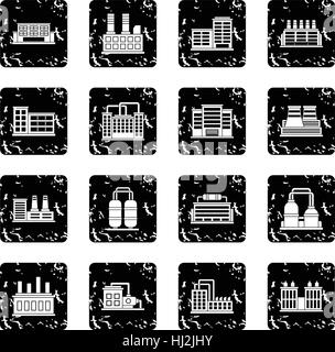 Industrial building icons set Stock Vector