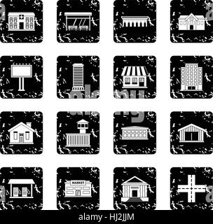 City infrastructure items icons set Stock Vector