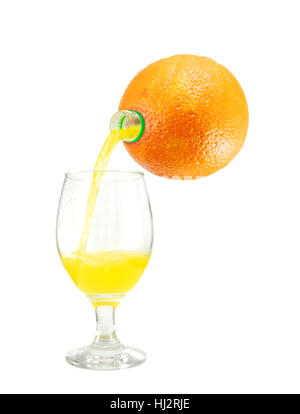Orange juice pouring into a glass Stock Photo
