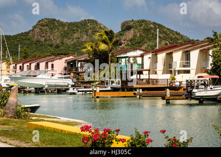 Villas, Jolly Harbour Marina, Antigua Stock Photo