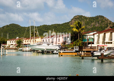 Villas, Jolly Harbour Marina, Antigua Stock Photo