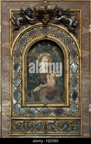 Rome. Italy. Icon of the Madonna and Child on the high altar, Church of Santa Maria della Pace. Stock Photo