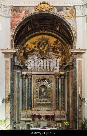 Rome. Italy. Church of Santa Maria della Pace, the high altar designed by Carlo Maderno (1614) to frame the venerable icon of th Stock Photo
