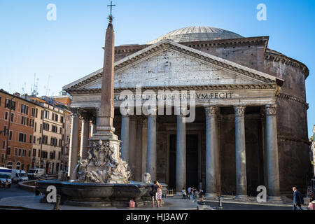 View of the Pantheon in Rome, Italy on a summer morning. Stock Photo
