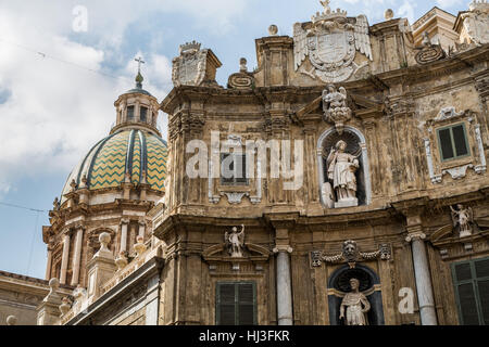 Quattro Canti, (Piazza Vigliena), Palermo, Sicily, Stock Photo