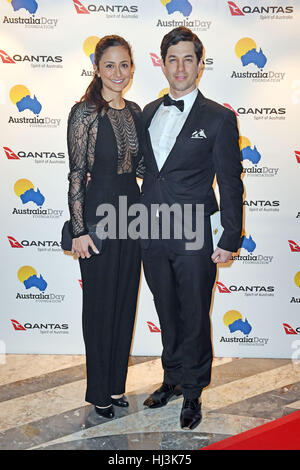 Adam Garcia and his wife Nathalia Chubin arrive at the Australia Day ...