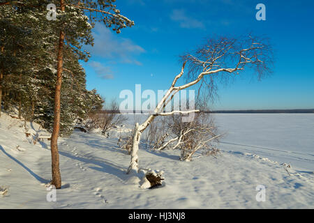 Vselug lake in winter. Penovskiy district, Tver oblast, Russia. Stock Photo