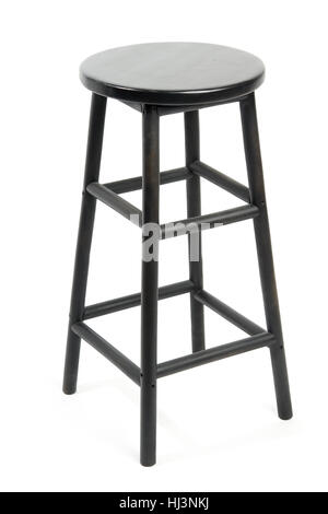 Black wooden bar stool isolated on white background Stock Photo