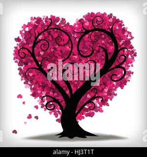 Heart Shaped Tree Illustration Stock Vector