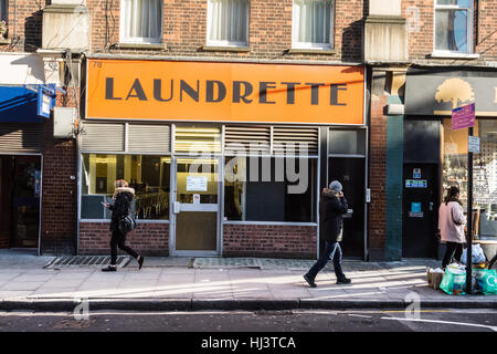 Exterior of launderette on Marchmont Street, London, WC1, UK Stock Photo