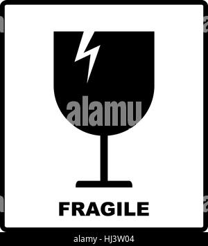 Breakable or fragile material packaging symbol. Vector illustration, black simple flat silhouettes of glass isolated on white Stock Vector