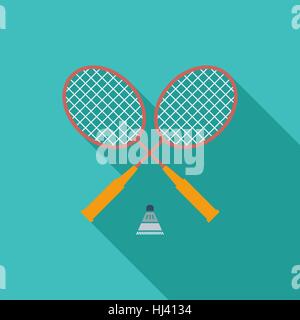Badminton icon. Flat vector related icon with long shadow for web and mobile applications. It can be used as - logo, pictogram, icon, infographic elem Stock Vector