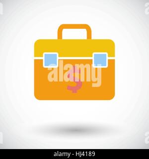 Briefcase. Single flat icon on white background. Vector illustration. Stock Vector