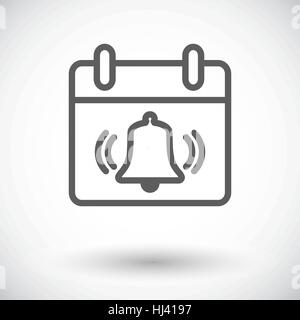 Calendar with bell. Single flat icon on white background. Vector illustration. Stock Vector
