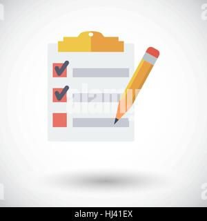 Clipboard with pencil. Single flat icon on white background. Vector illustration. Stock Vector