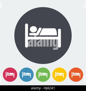 Hotel. Single flat icon on the circle. Vector illustration. Stock Vector