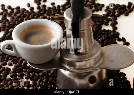 white cup with old Neapolitan coffee Stock Photo