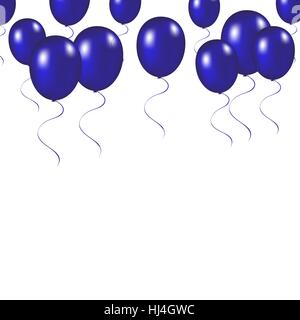 Blue festive balloons background vector illustration on a white Stock Vector