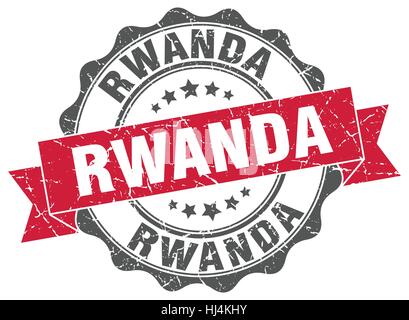 Rwanda round ribbon seal Stock Vector