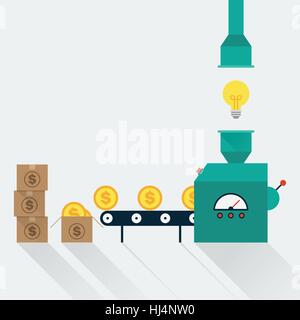 Transform creative idea to money, creative idea in business concept, flat design, vector illustration Stock Vector