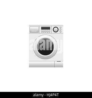 Realistic washing machine front view closed up isolated on white background, vector illustration Stock Vector