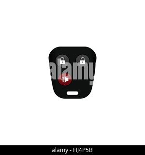 Realistic car remote, key accessory, front view closed-up isolated on white background Stock Vector