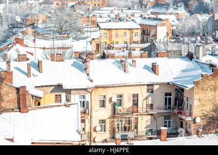 Lviv winter cityscape Stock Photo