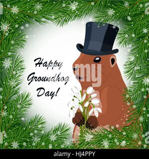 Groundhog day greeting card Stock Vector