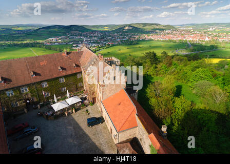 Hammelburg: Saaleck Castle, view of Hammelburg and the valley of the Franconian Saale, Unterfranken, Lower Franconia, Bayern, Bavaria, Germany Stock Photo