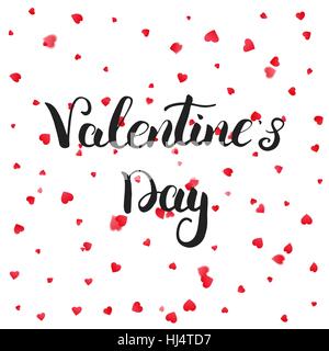 Valentines petals hearts confetti falling on isolated background Stock Vector