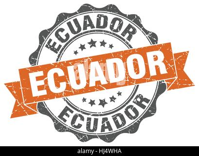 Ecuador round ribbon seal Stock Vector