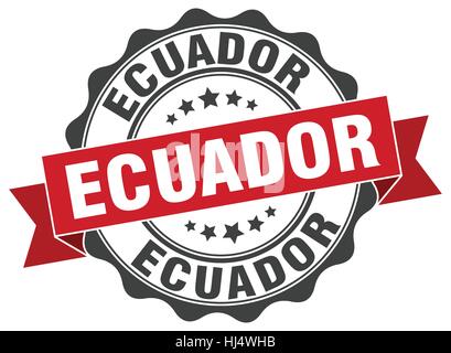 Ecuador round ribbon seal Stock Vector