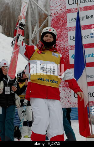 Mikael Kingsbury wins the mens' moguls at Val Saint-Come,Quebec. Freestyle ski world cup, January 21 2017 Stock Photo