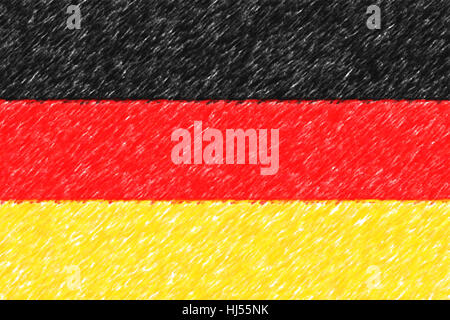 Flag of Germany background o texture, color pencil effect. Stock Photo