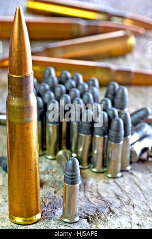 ammunition caliber 8x57 is and cal.22 long rifle Stock Photo