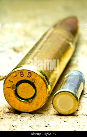 ammunition caliber 8x57 is and cal.22 long rifle Stock Photo