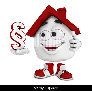 small 3d house red - paragraph symbol Stock Photo
