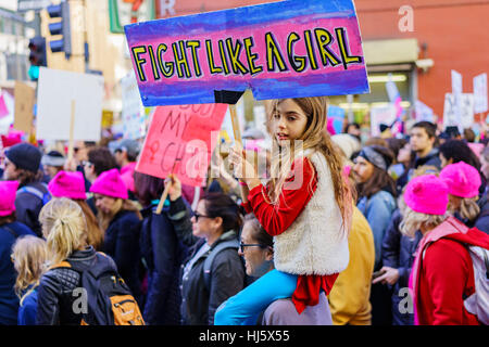 Los Angeles, California, USA. 21st January, 2017. Special Women March event and Protesters on JAN 21, 2017 at Los Angeles, California Credit: Chon Kit Leong/Alamy Live News